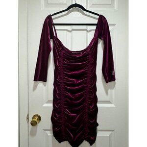 Vintage Juicy Couture Y2K Purple Velvet Mini Ruched Cocktail Dress Sz XS Baddie